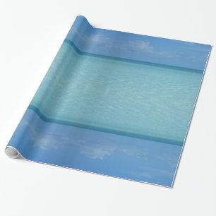 Papel De Presente Caribe Horizonte Turquesa Tropical Azul