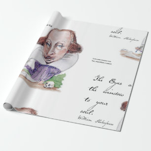 Papel De Presente Caricatura de Shakespeare & Citação de A Tempestad