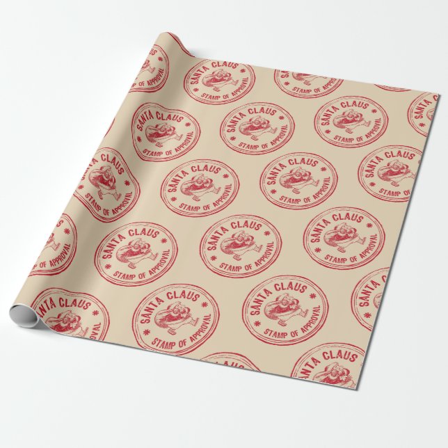 Papel De Presente Carimbo do papai noel de aprovação (Desenrolado)
