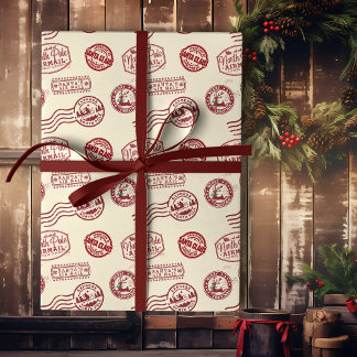 Papel De Presente Carimbo Vermelho Clássico do Correio Aéreo do Papa