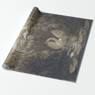 Papel De Presente Carl Gustavo Carus uma cisne entre os juncos