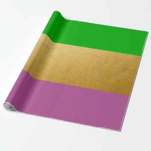 Papel De Presente Carnaval Embrulho Verde Roxo Dourado Amarelo