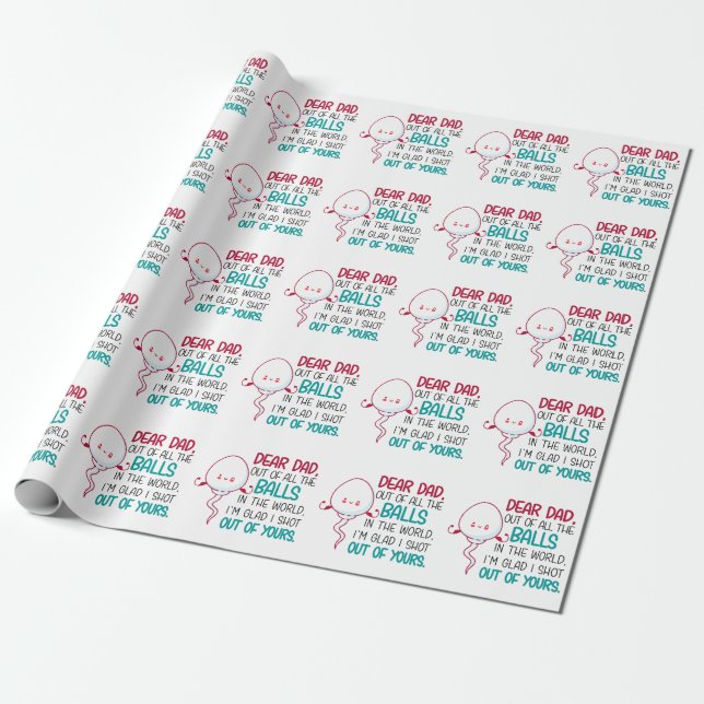 Papel De Presente Caro Pai, de todas as bolas do mundo (Desenrolado)