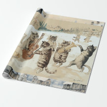 Carol Singing Cats Watercolor por L.W. Wain