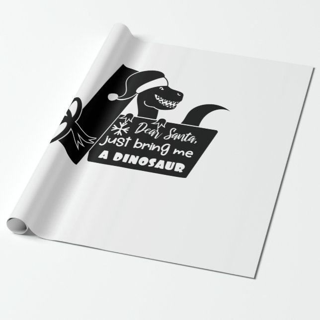 Papel De Presente Caros Papais noeis, traga-me um dinossauro preto (Desenrolado)