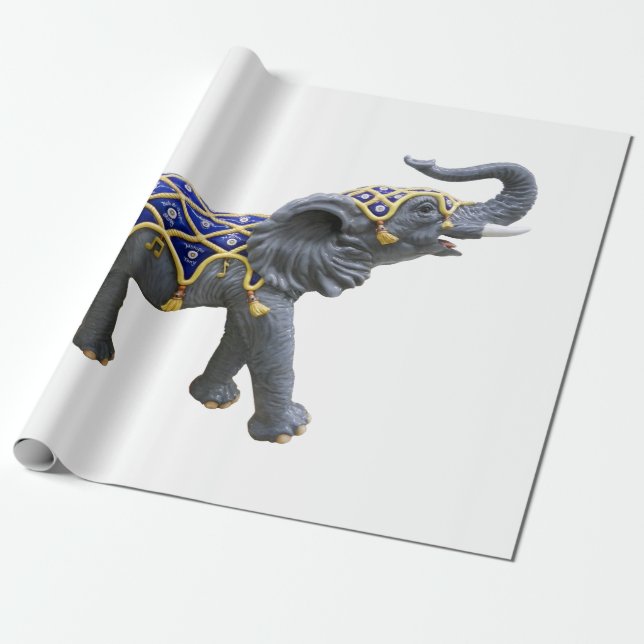 Papel De Presente Carousel Animal Elephant Photo Stationery (Desenrolado)