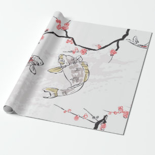 Papel De Presente carp koi fish paisagem paisagem illustr esboço