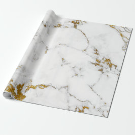 Papel De Presente Carrara Cinza Marble Dourada Pedra