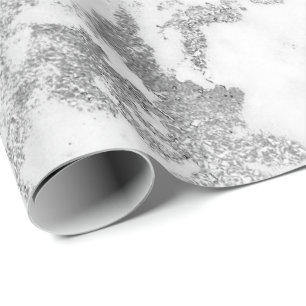 Papel De Presente Carrara de prata de mármore cinzento branco