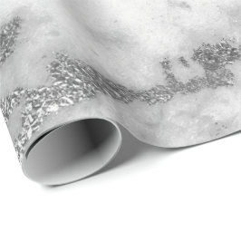 Papel De Presente Carrara Marble Cinzas Brancas de Prata Ataca Mínim