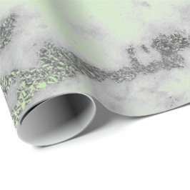 Papel De Presente Carrara Marble Mint Cinzas Verdes Silver Minimamen