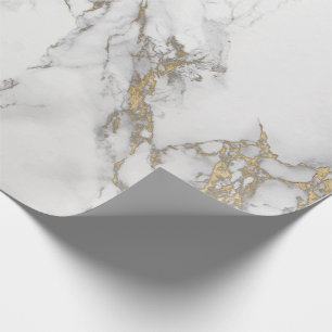 Papel De Presente Carrara Marble Stone VIP, Cinza Dourada branca de