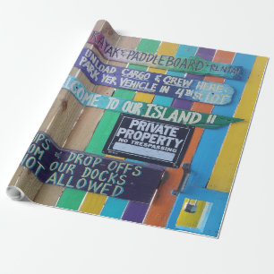 Papel De Presente Carribean, sigla Colorida Welcome Island