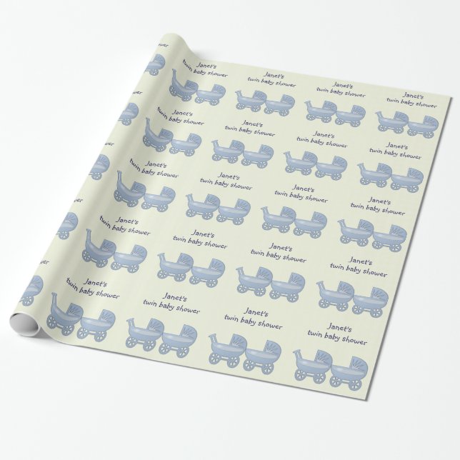 Papel De Presente carrinho de bebê gêmeo dos meninos (Desenrolado)