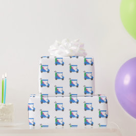 Papel De Presente Carrinho de Golfe Azul de Pré-Papoila