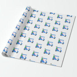 Papel De Presente Carrinho de Golfe Azul de Pré-Papoila