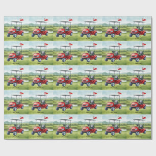 Papel De Presente Carrinho de golfe no green do campo de golfe