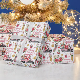 Papel De Presente Carrinho de Golfe Rosa temático de Natal para Dama