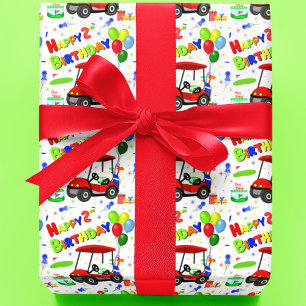 Papel De Presente Carrinho de Golfe Vermelho Fofo para Menino de 2 A