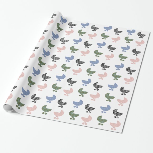 Papel De Presente Carrinhos de Bebê Fofos (Desenrolado)