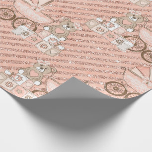 Papel De Presente Carrinhos de Bebê Rosa