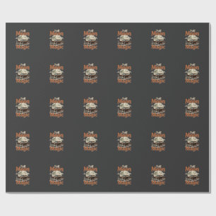 Papel De Presente Carro Antigo Mágico Lua Cheia Halloween