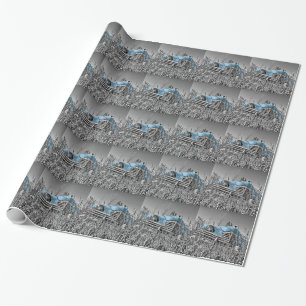 Papel De Presente carro azul vintage