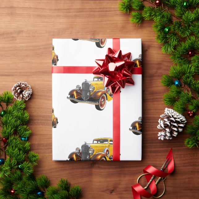 Papel De Presente Carro Clássico Moderno Legal (Presente de Natal)