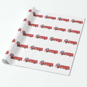 Papel De Presente Carro de bombeiros/motor dos desenhos animados