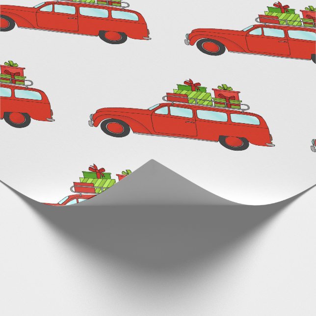 Papel De Presente Carro de Natal desenhado à mão (Ponta)