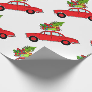 Papel De Presente Carro de Natal desenhado à mão
