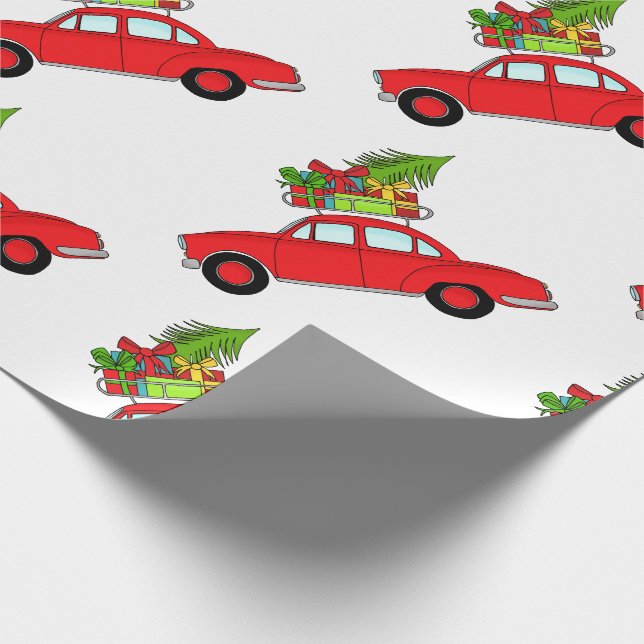Papel De Presente Carro de Natal desenhado à mão (Ponta)
