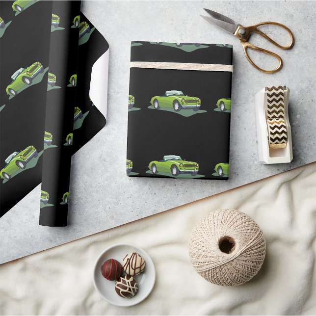 Papel De Presente Carro Esportivo Conversível Verde Lima Retrô (Criador carregado)