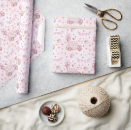 Papel De Presente Carro Fofo Rosa Dia dos Namorados