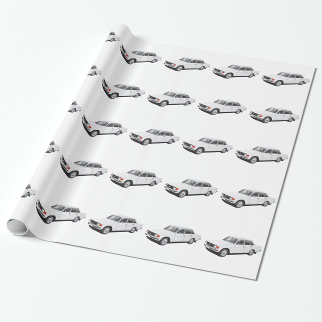 Papel De Presente Carro sueco desde o início dos anos 70 (branco) (Desenrolado)