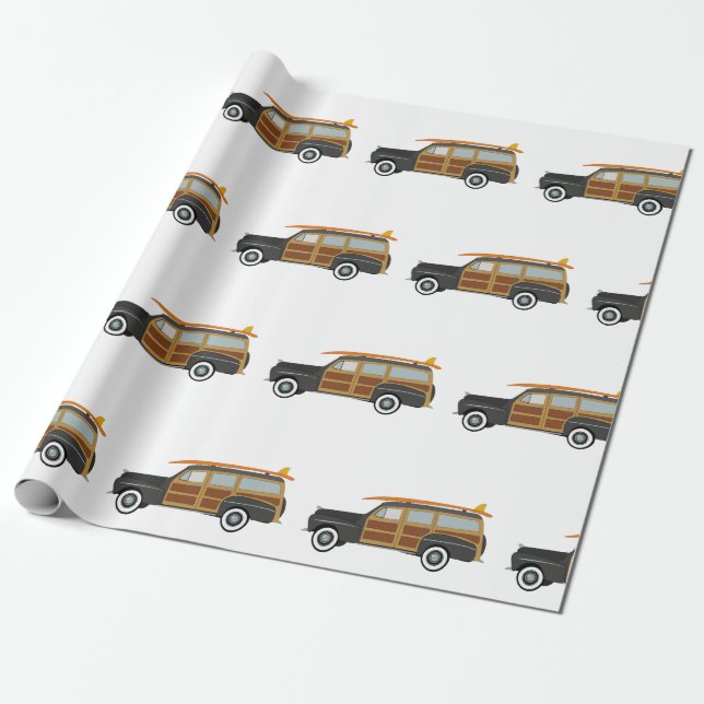 Papel De Presente Carro Surfer (Desenrolado)