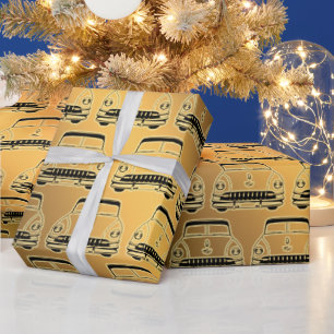 Papel De Presente Carro vintage Dourado de luxo