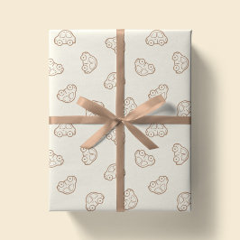 Papel De Presente Carros Boho Simples Veículo Moderno Menino Neutro 