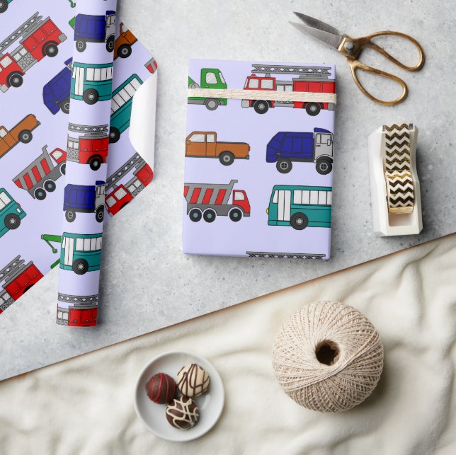 Papel De Presente Carros, Caminhões, Ônibus (Artesanato)