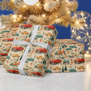 Papel De Presente Carros Camiões Antigos Compras de Natal 