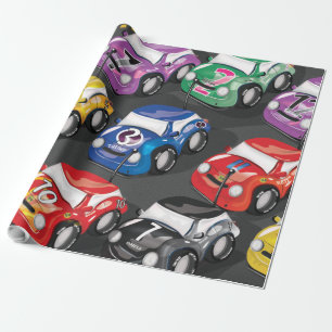 Papel De Presente Carros de Corrida em Estrada