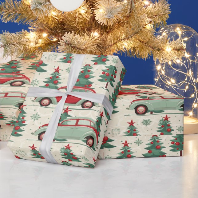 Papel De Presente Carros festivos em papel de embalagem alegre (Feriados)