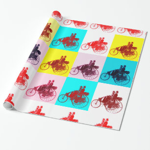 PAPEL DE PRESENTE CARROS VINTAGE RECOLHENDO A POP ARTE