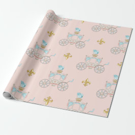 Papel De Presente Carruagem de Conto de Fadas Royal Fleur Bege Doura