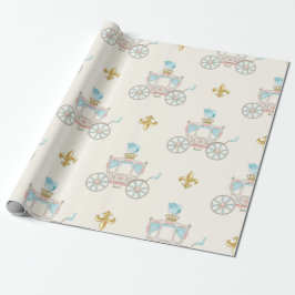 Papel De Presente Carruagem de Conto de Fadas Royal Fleur Bege Doura