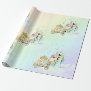 Papel De Presente Carruagem do Castelo da Princesa do Arco-íris Mági
