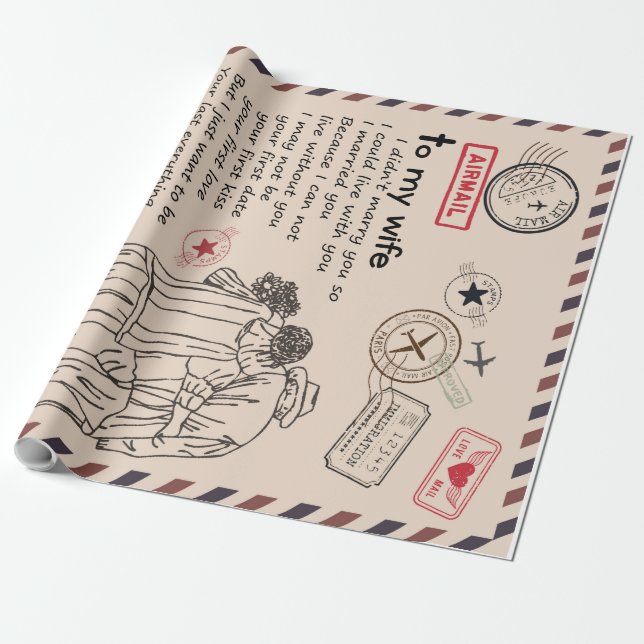 Papel De Presente Carta Personalizada À Minha Esposa, Presente De An (Desenrolado)