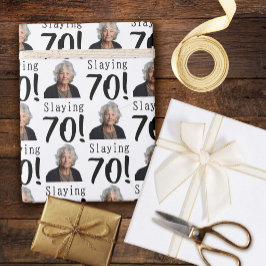 Papel De Presente cartão de humor de foto de aniversário de 70 anos