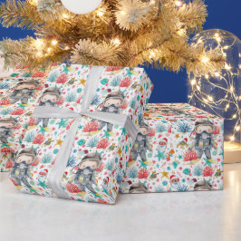 Papel De Presente Cartão de Natal de mergulhador subaquático