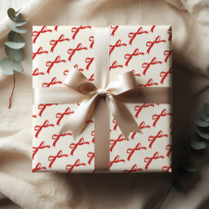 Papel De Presente Cartão de Natal Tradicional com Laço Vermelho